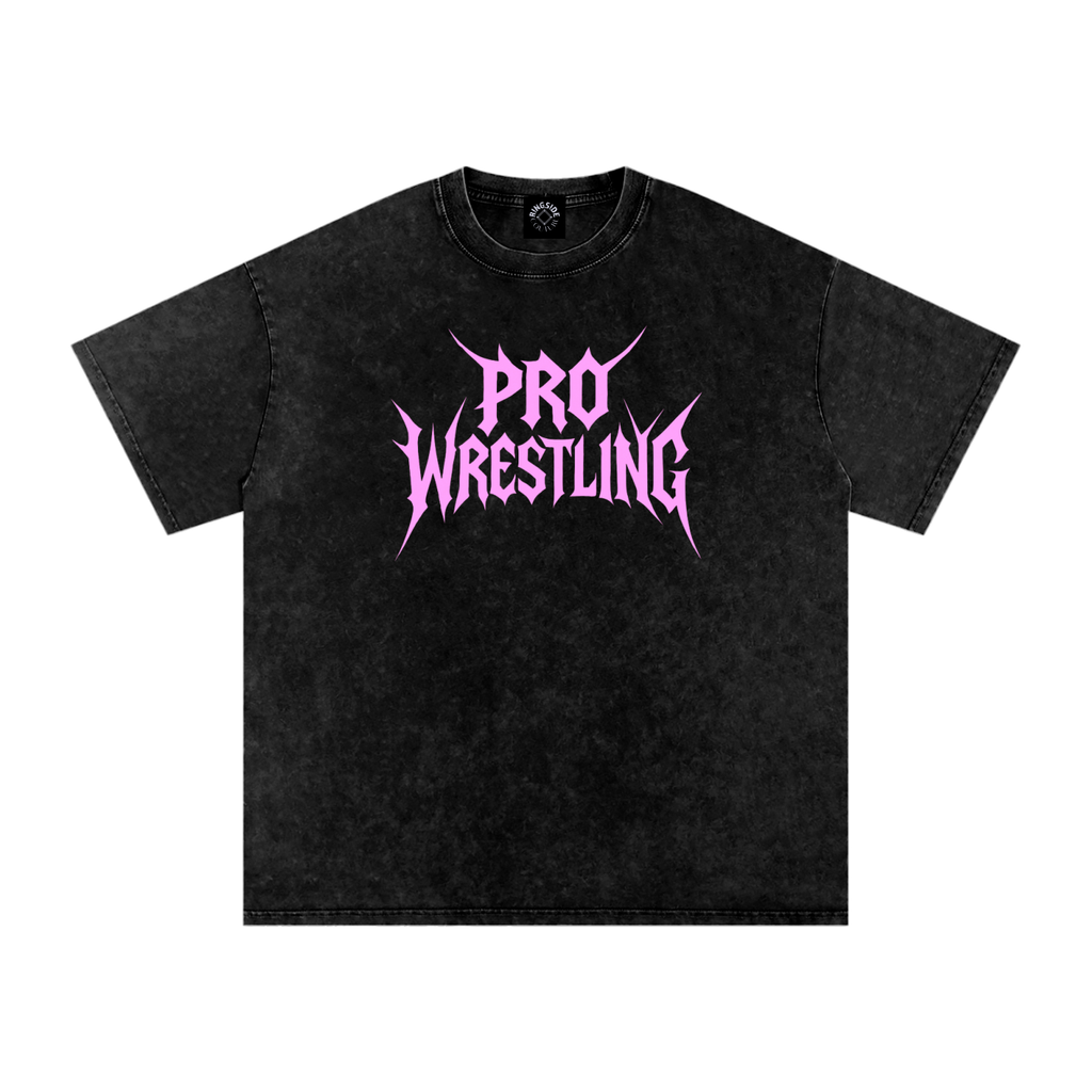 PRO WRESTLING | Acid Wash Oversized Metal Tee
